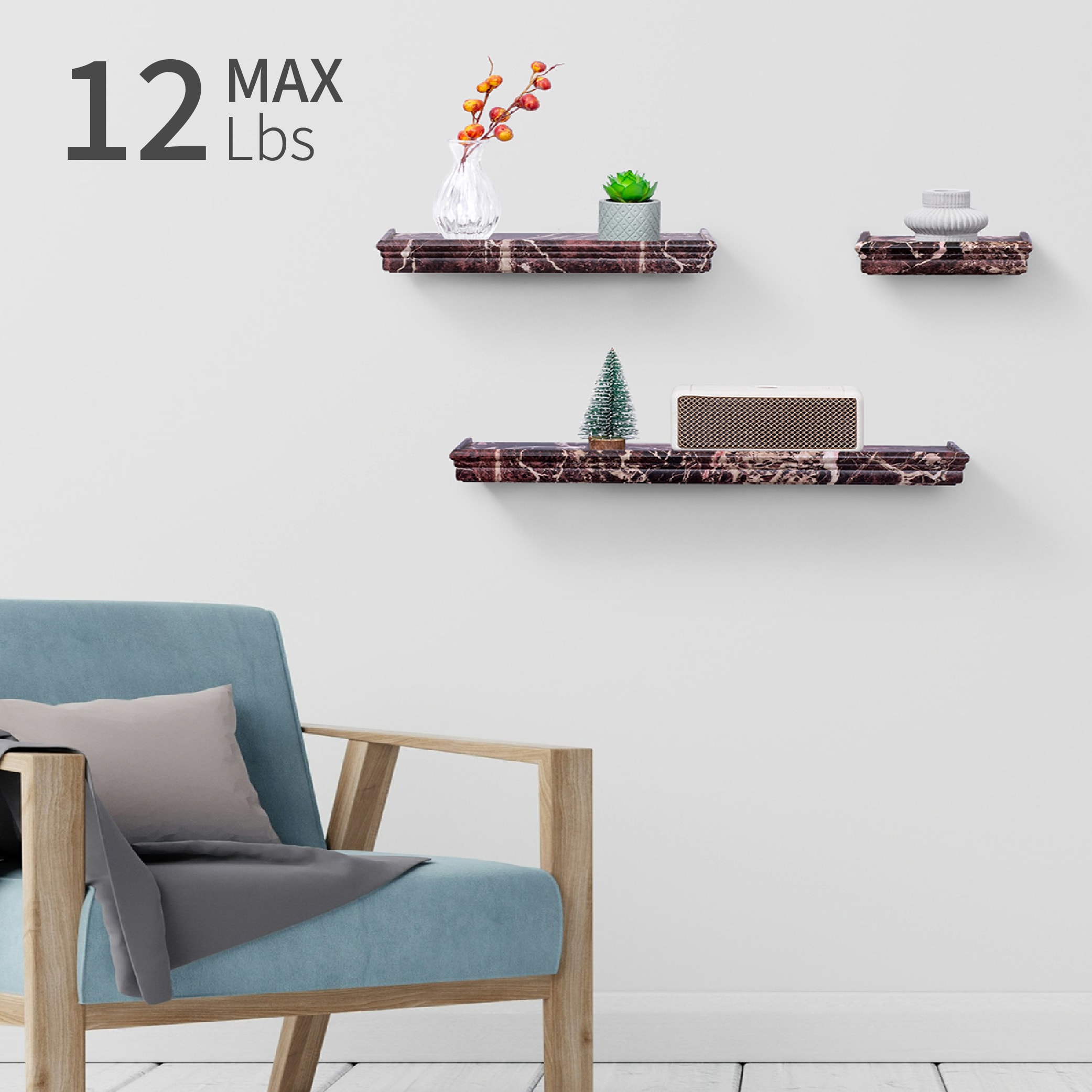 Floating Shelves 15.7" Wall Mounted Wood Shelves For Bathroom, Bedroom, Living Room, Kitchen, Hanging Shelf For Books/Storage/Decor With Invisible Brackets, Grey_maomaolike.com